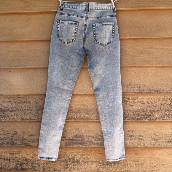 Forever 21 Stone Washed Gray High-Rise Skinny Jegging Jeans With Button & Zip Cl - Picture 3 of 14